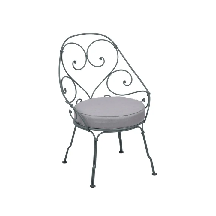 1900 Cabriolet stol med armlener - Storm grey, flannel grey pute - Fermob