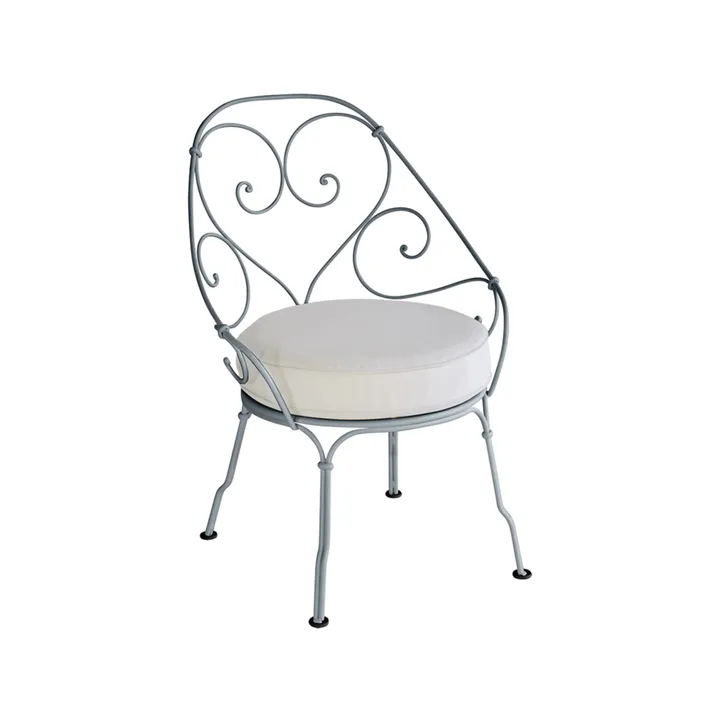 1900 Cabriolet stol med armlener - Storm grey (grå), off-white pute - Fermob