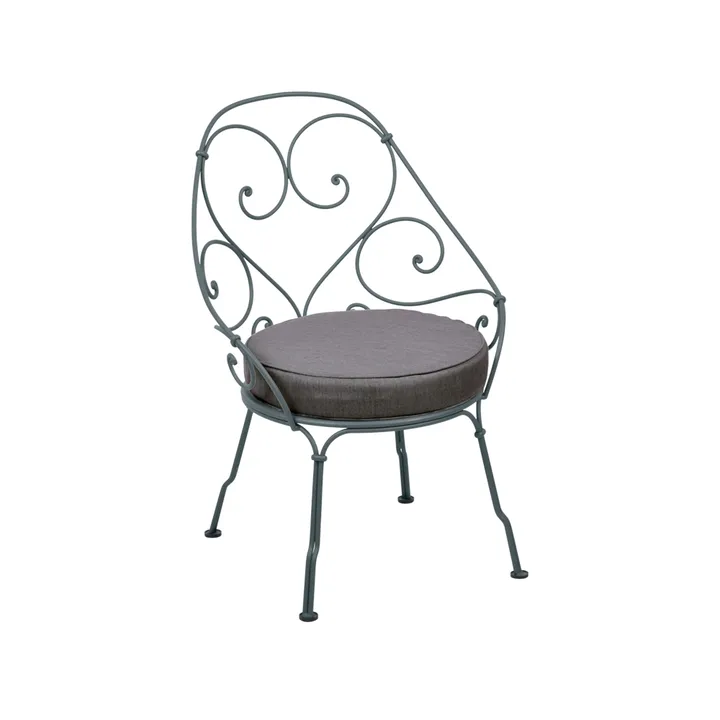 1900 Cabriolet stol med armlener - Storm grey, graphite grey pute - Fermob
