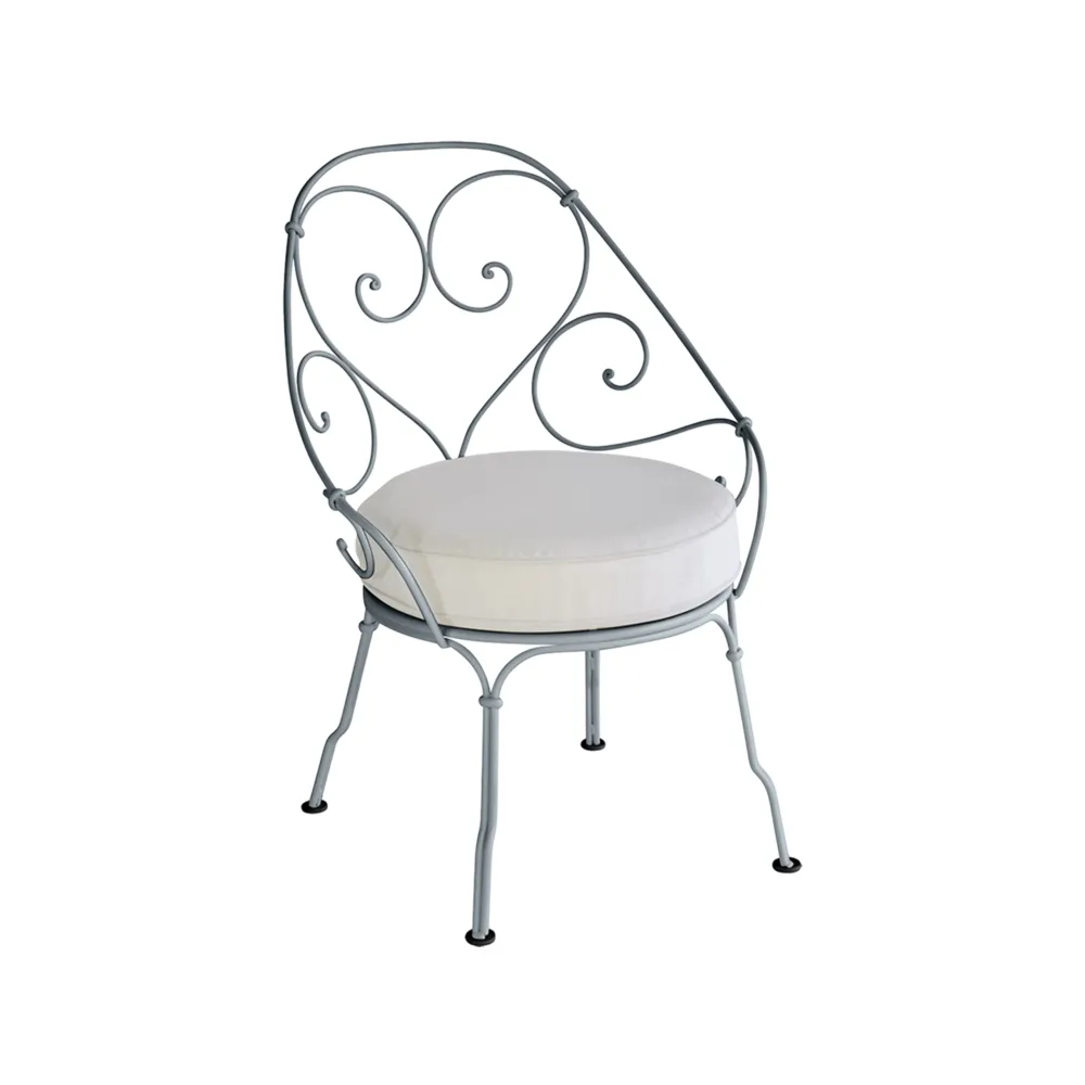 1900 Cabriolet stol med armlener, Storm grey, off-white pute Fermob