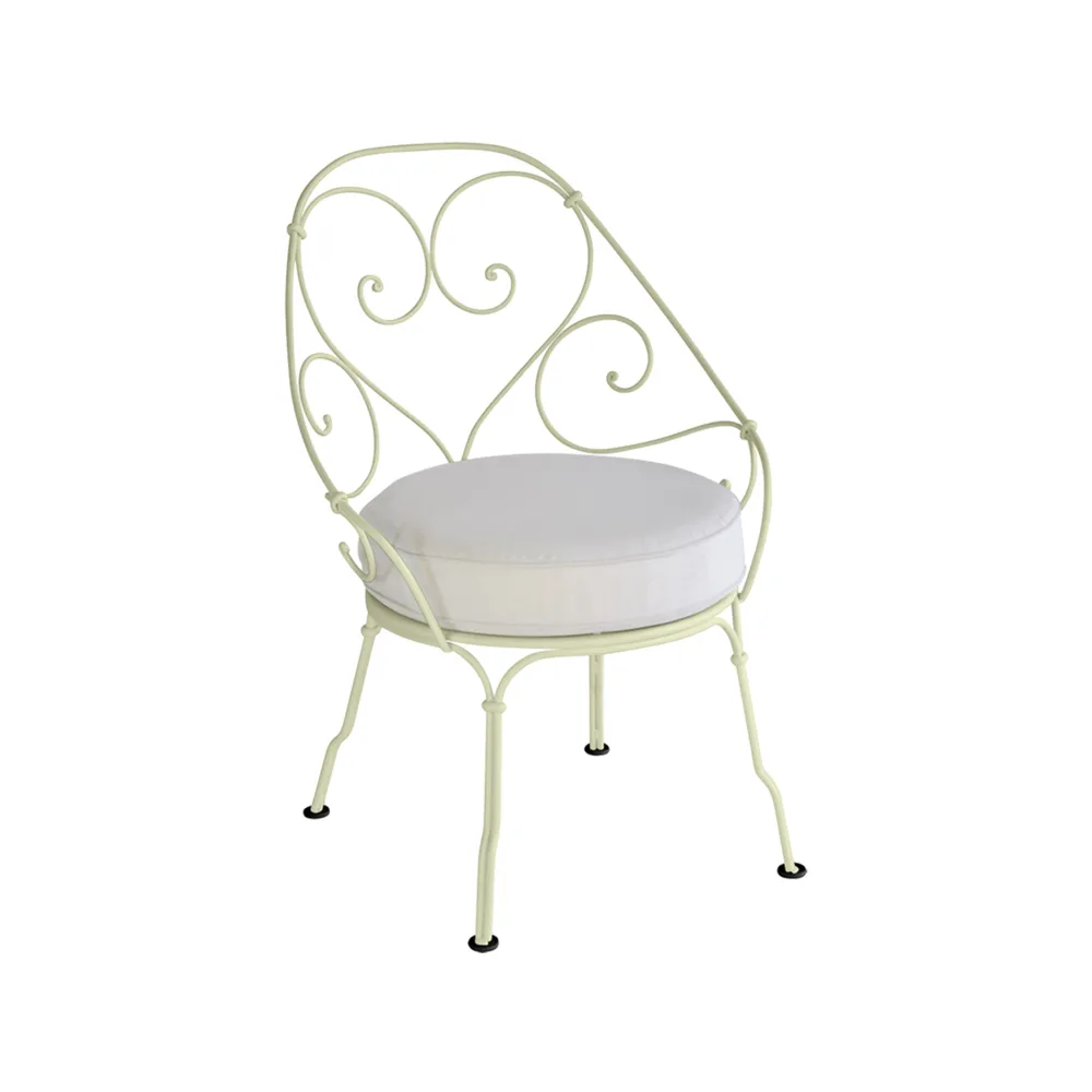 1900 Cabriolet stol med armlener, Willow green, off-white pute Fermob