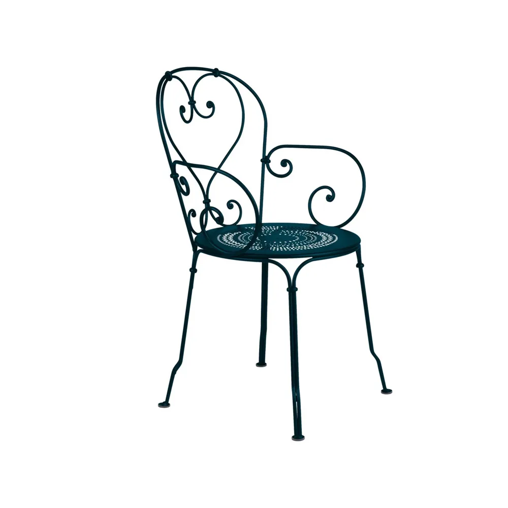 1900 stol med armlener, Acapulco blue Fermob