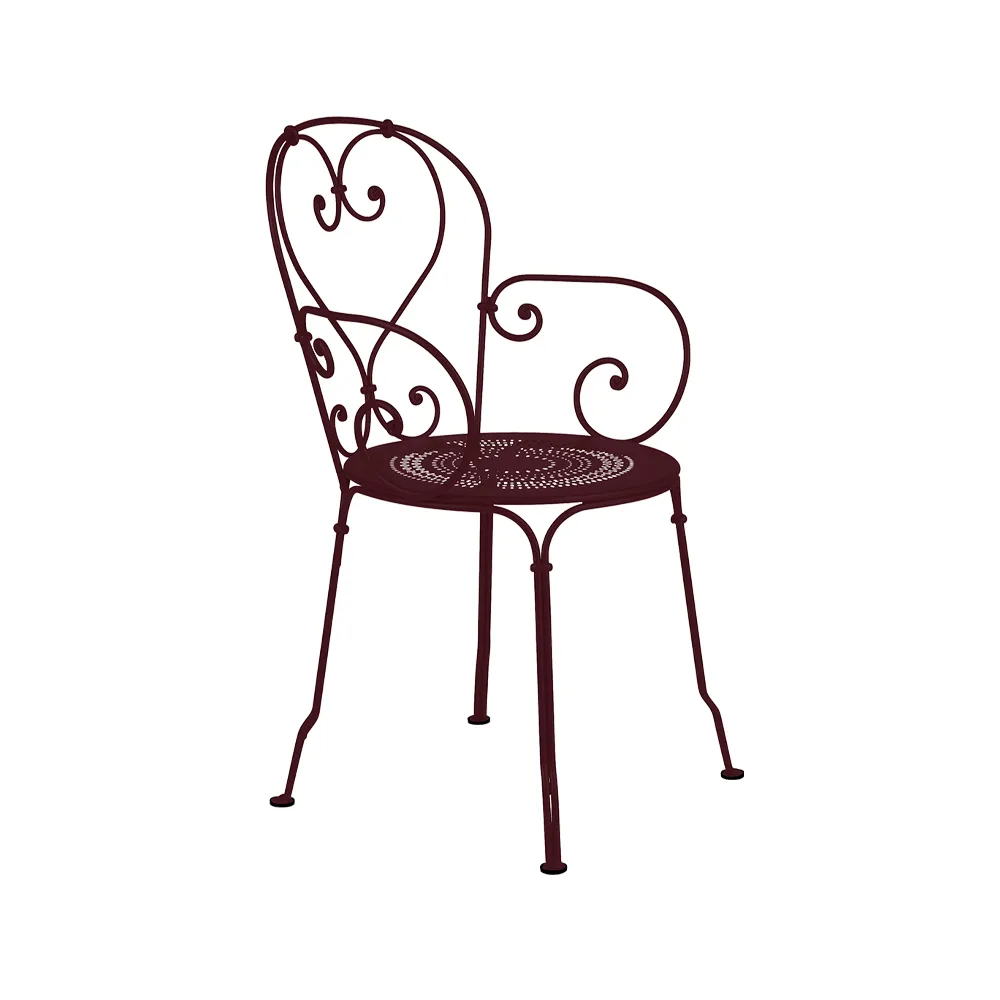 1900 stol med armlener, Black cherry Fermob
