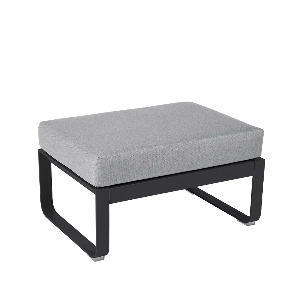 Bellevie 1-seters fotskammel, Anthracite (grå), flannel grey pute Fermob