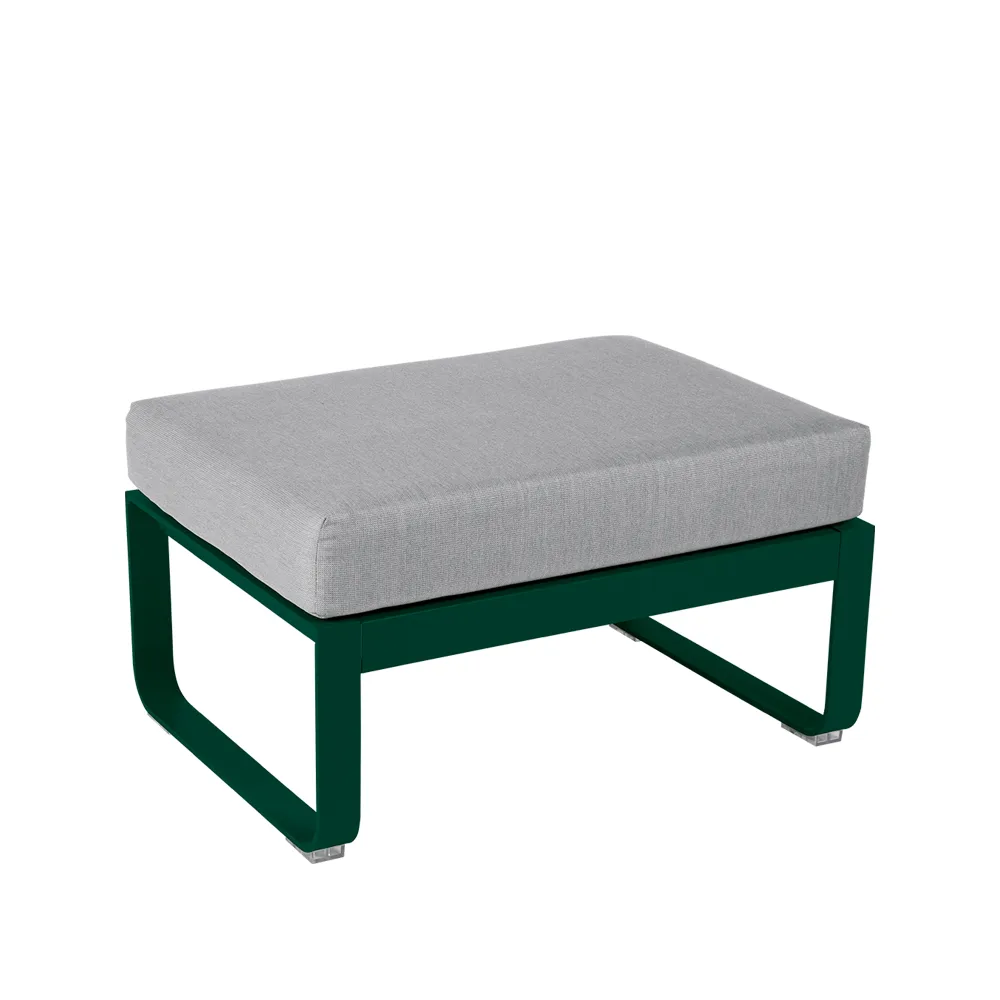 Bellevie 1-seters fotskammel, Cedar green (grønn), flannel grey pute Fermob