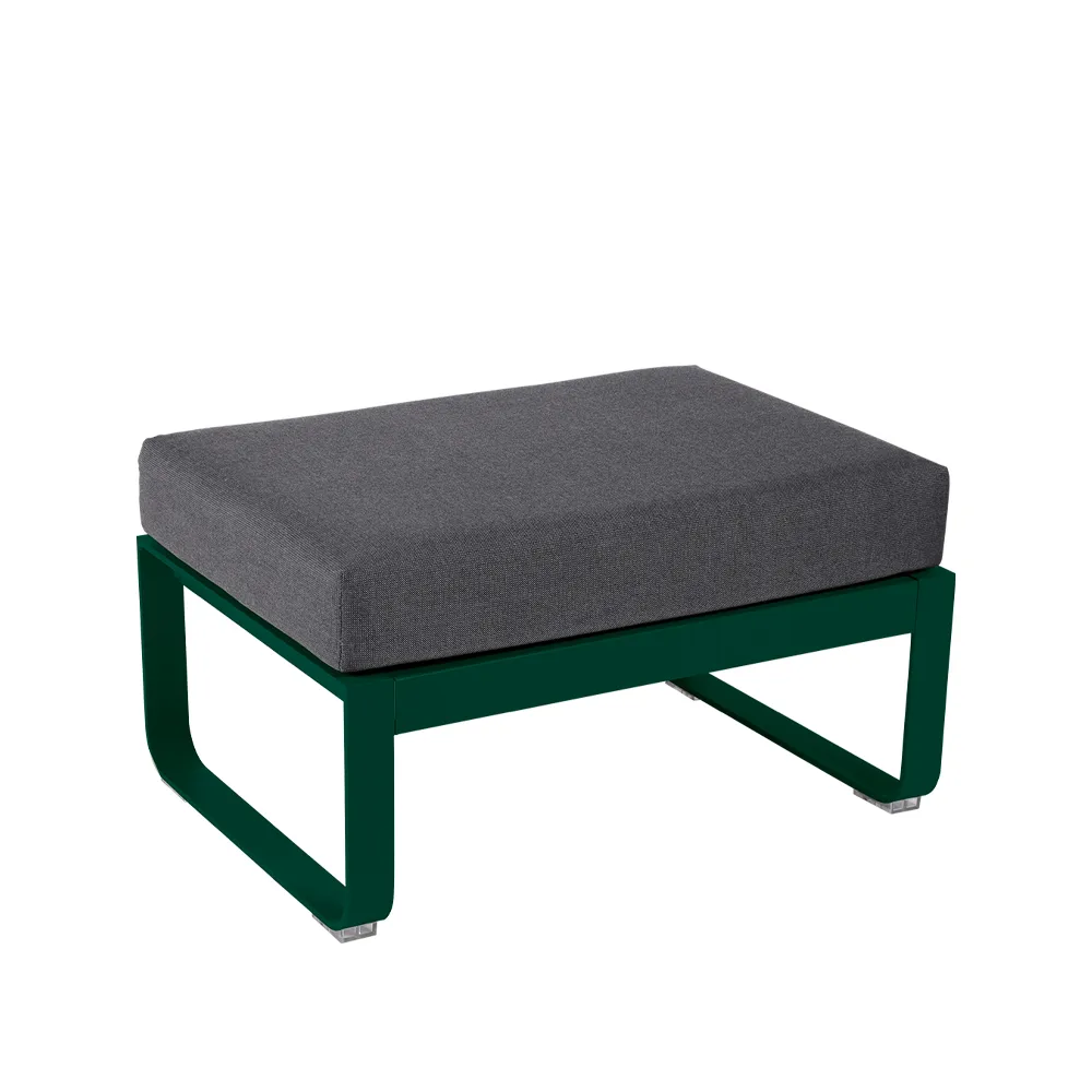 Bellevie 1-seters fotskammel, Cedar green (grønn), graphite grey pute Fermob