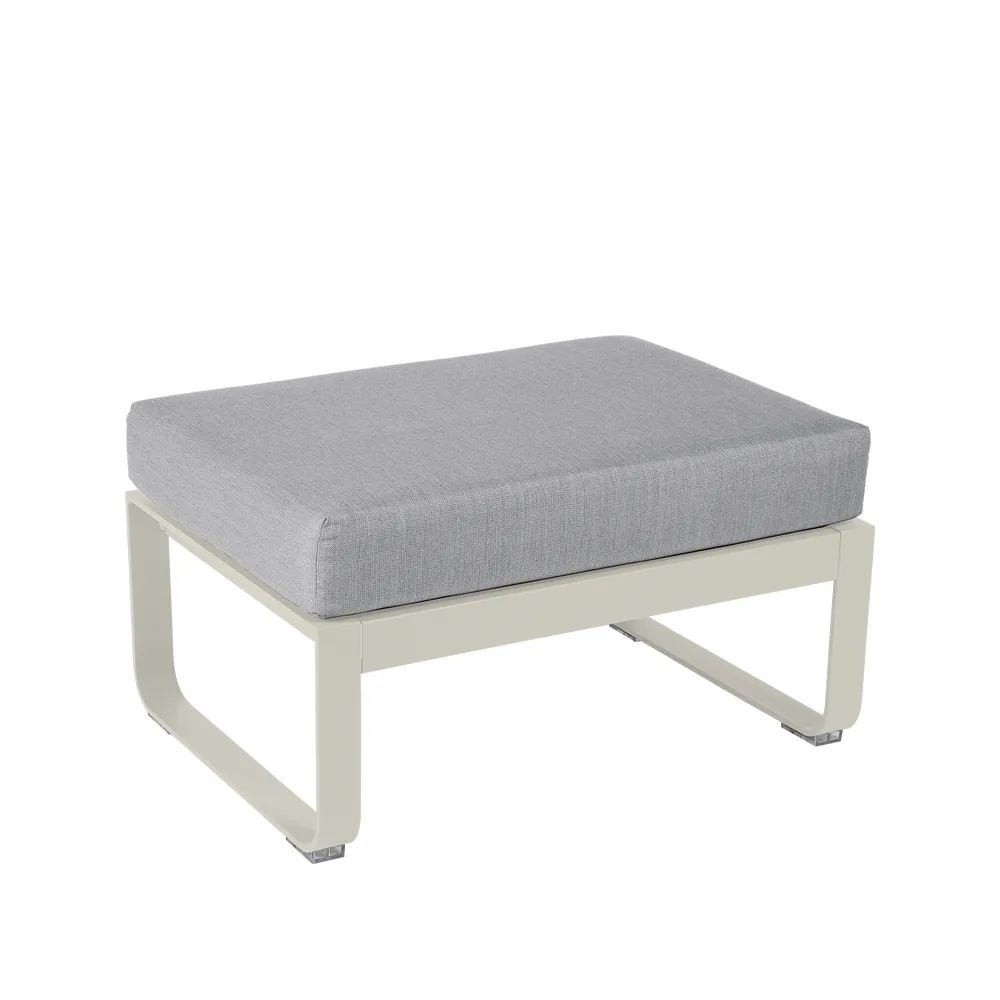 Bellevie 1-seters fotskammel, Clay grey (grå), flannel grey pute/dyne trekk Fermob