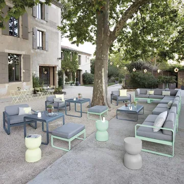 Bellevie 1-seters fotskammel - Liquorice (svart), flannel grey pute - Fermob