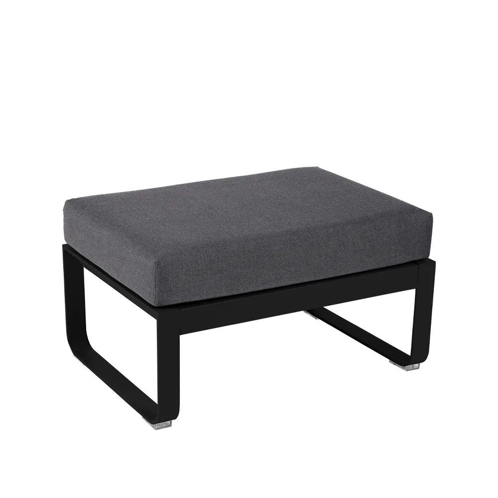Bellevie 1-seters fotskammel, Liquorice (svart), graphite grey pute Fermob