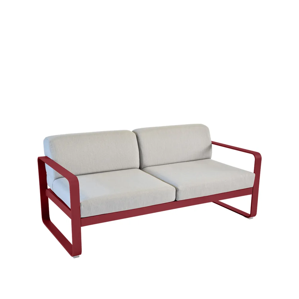Bellevie 2-seters sofa, Chili (rød), flannel grey pute Fermob