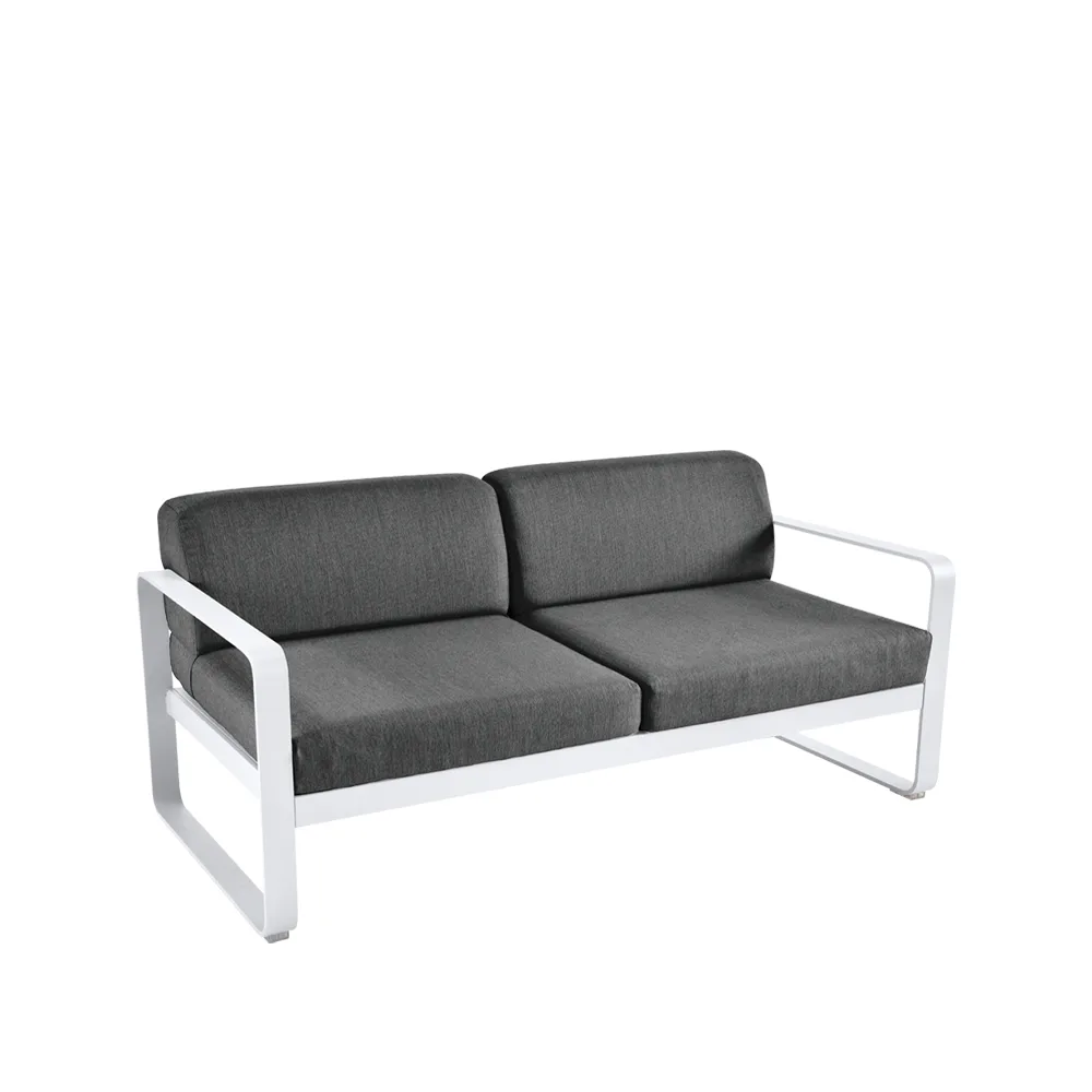 Bellevie 2-seters sofa, Cotton white (hvit), graphite grey pute Fermob