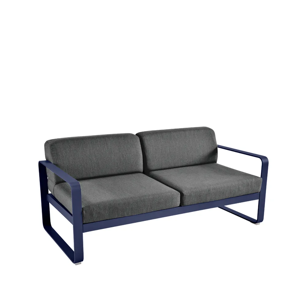 Bellevie 2-seters sofa, Deep blue (blå), graphite grey pute Fermob