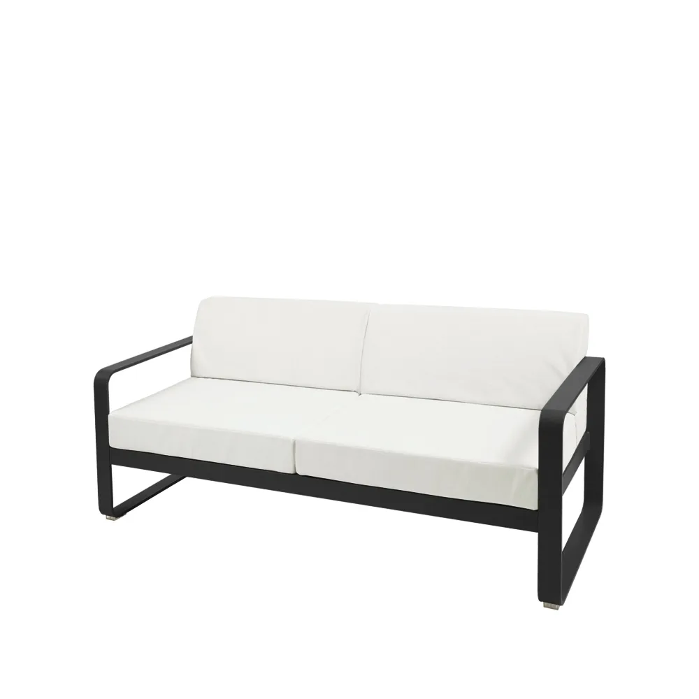 Bellevie 2-seters sofa, Liquorice (svart), off-white pute Fermob