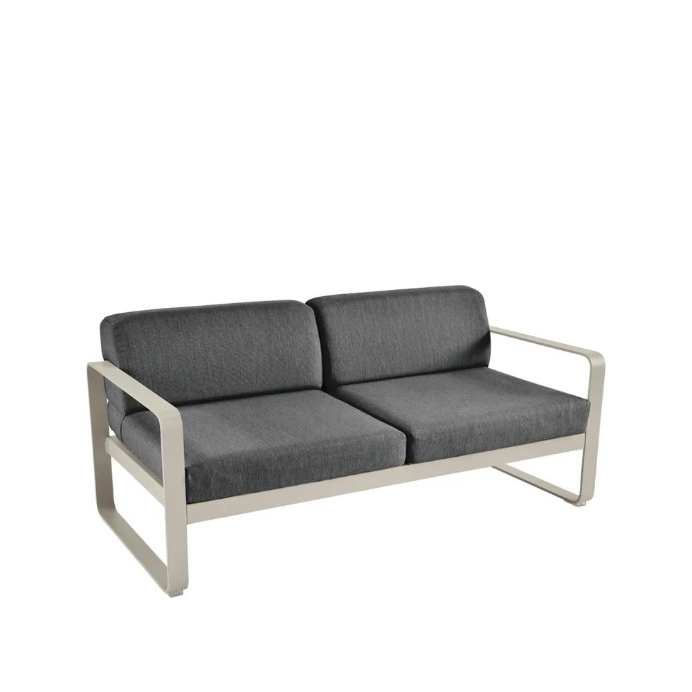 Bellevie 2-seters sofa, Nutmeg (beige), graphite grey pute Fermob