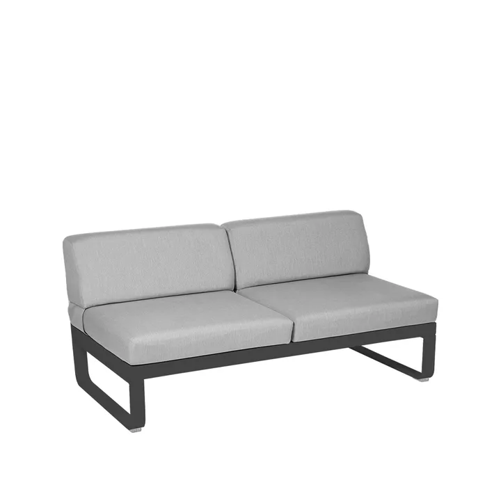 Bellevie Central modulsofa - 2-seters Anthracite (grå), flannel grey pute - Fermob
