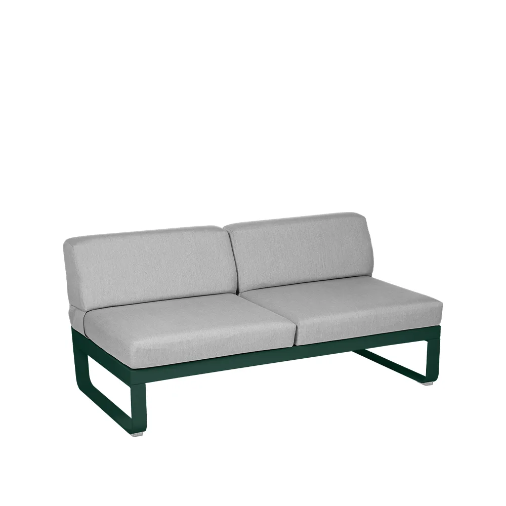Bellevie Central modulsofa, 2-seters Cedar green (grønn), flannel grey pute Fermob