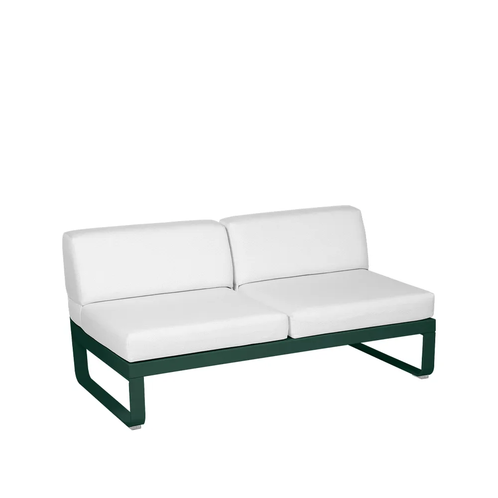 Bellevie Central modulsofa, 2-seters Cedar green (grønn), off-white pute Fermob
