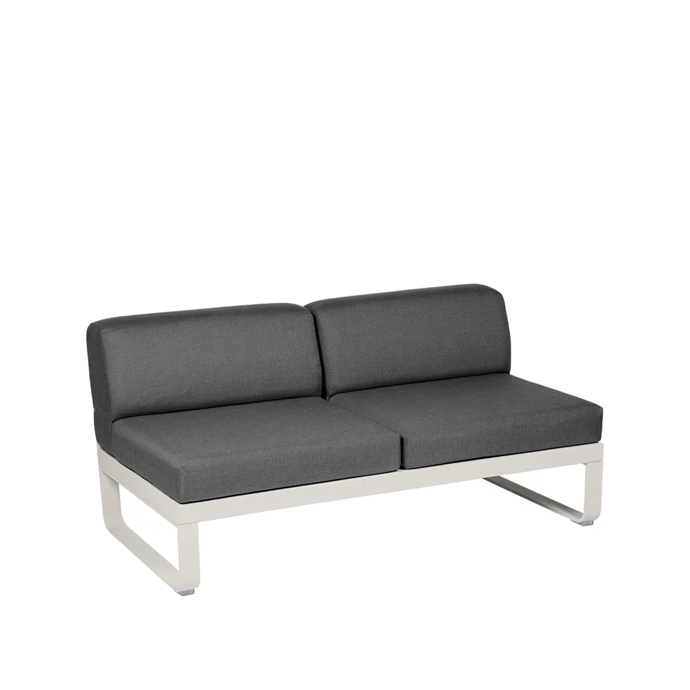 Bellevie Central modulsofa, 2-seters Clay grey (grå), graphite grey pute Fermob