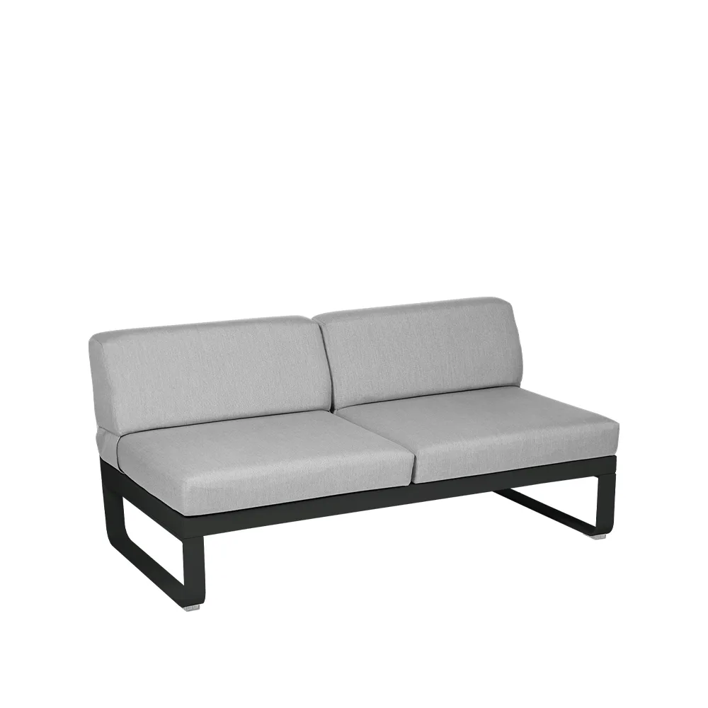 Bellevie Central modulsofa, 2-seters Liquorice (svart), flannel grey pute Fermob