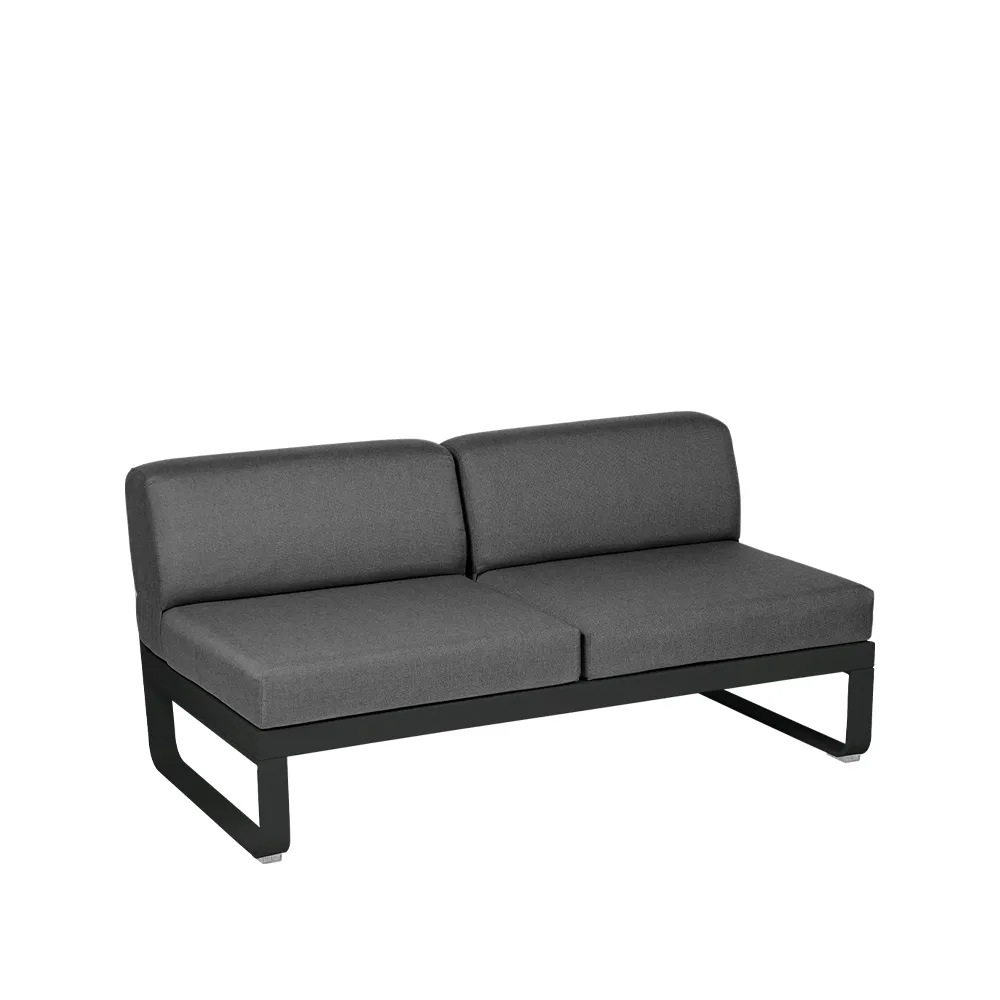Bellevie Central modulsofa, 2-seters Liquorice (svart), graphite grey pute Fermob
