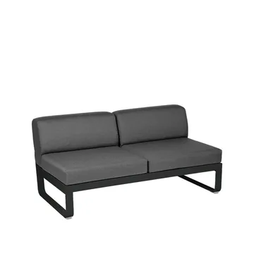 Bellevie Central modulsofa - 2-seters Liquorice (svart), graphite grey pute - Fermob