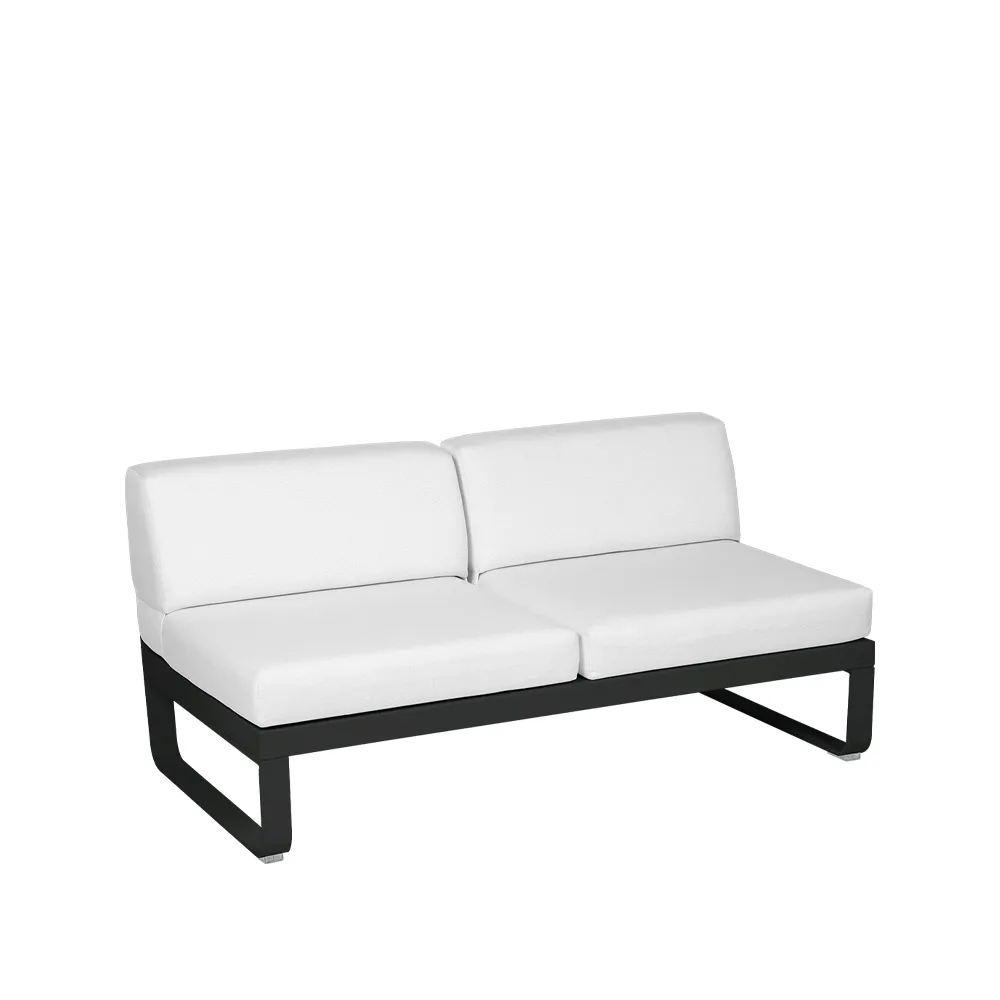 Bellevie Central modulsofa, 2-seters Liquorice (svart), off-white pute Fermob