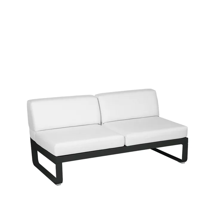 Bellevie Central modulsofa - 2-seters Liquorice (svart), off-white pute - Fermob