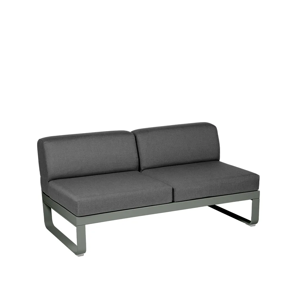 Bellevie Central modulsofa, 2-seters Rosemary (grønn), graphite grey pute Fermob