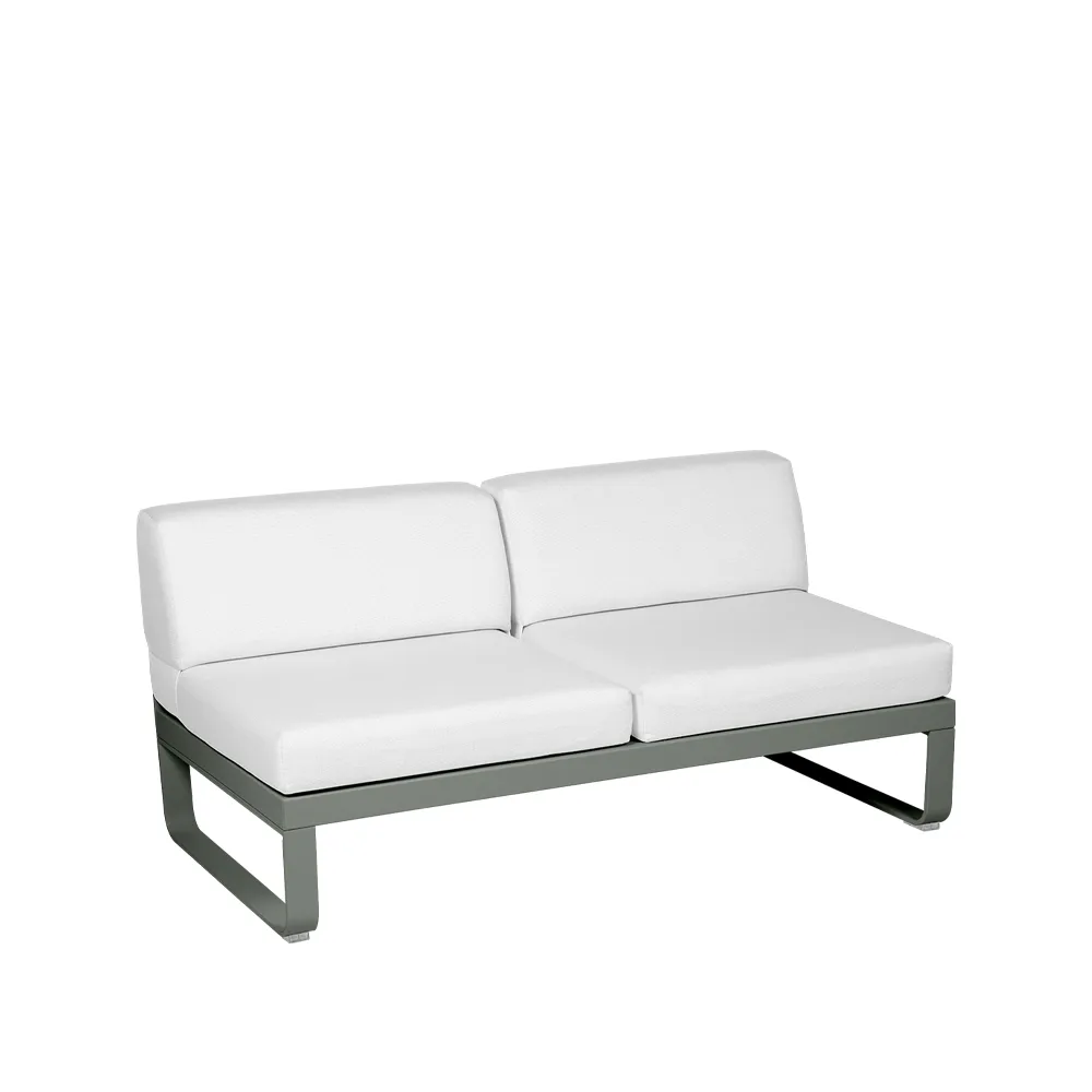 Bellevie Central modulsofa, 2-seters Rosemary (grønn)-off-white pute Fermob
