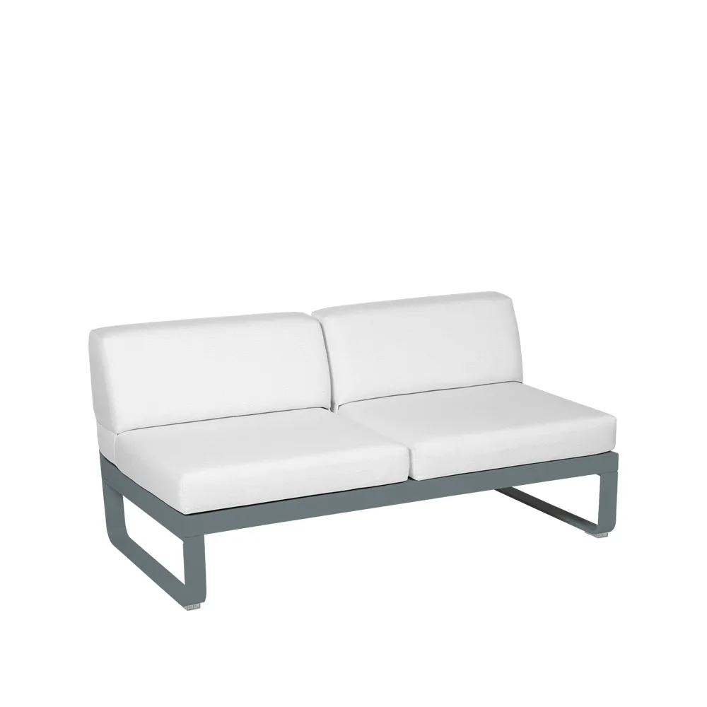 Bellevie Central modulsofa, 2-seters Storm grey (grå), off-white pute Fermob