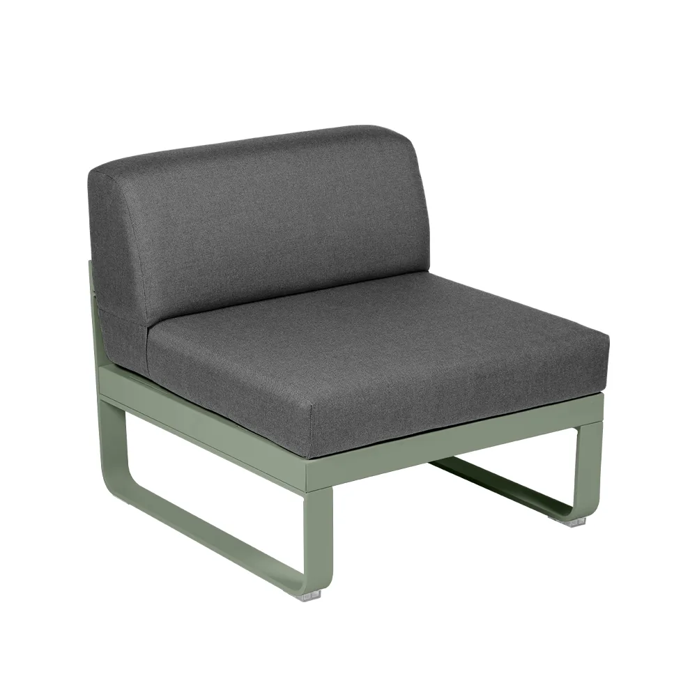 Bellevie Central modulsofa, Cactus (grønn), graphite grey pute, 1-seter Fermob