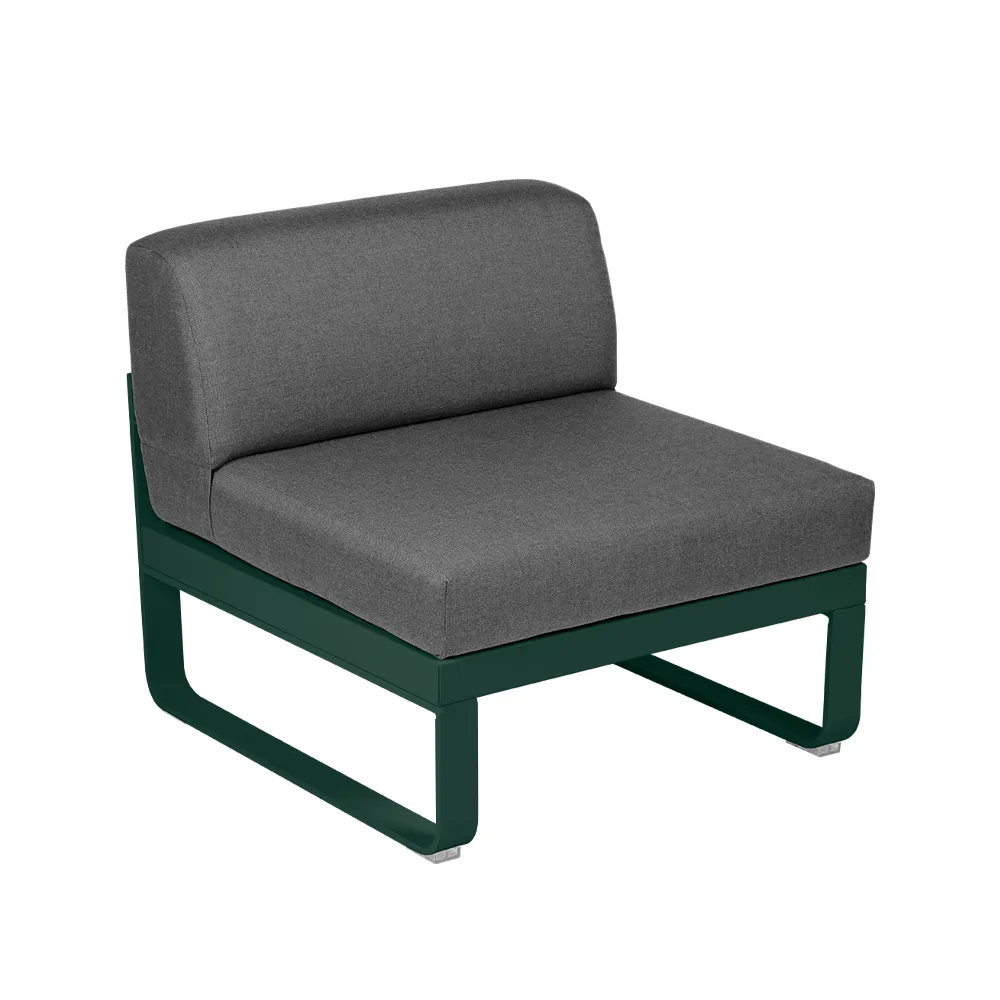 Bellevie Central modulsofa, Cedar green (grønn), graphite grey pute, 1-seter Fermob