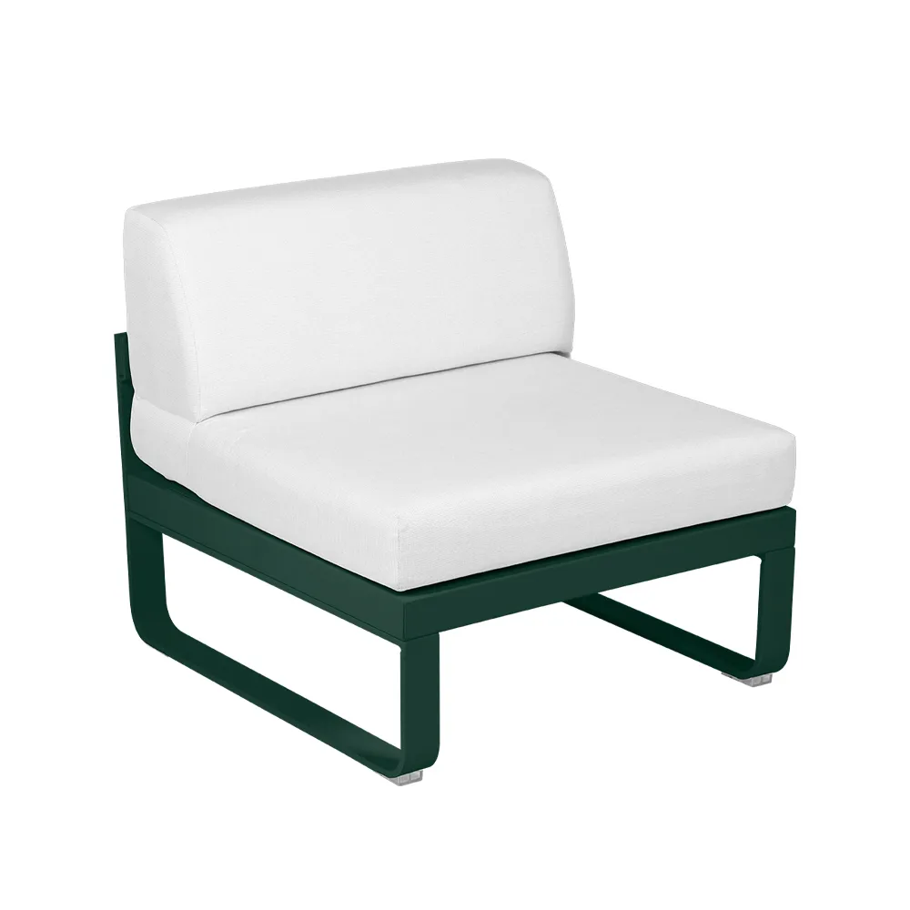 Bellevie Central modulsofa, Cedar green (grønn), off-white pute, 1-seter Fermob