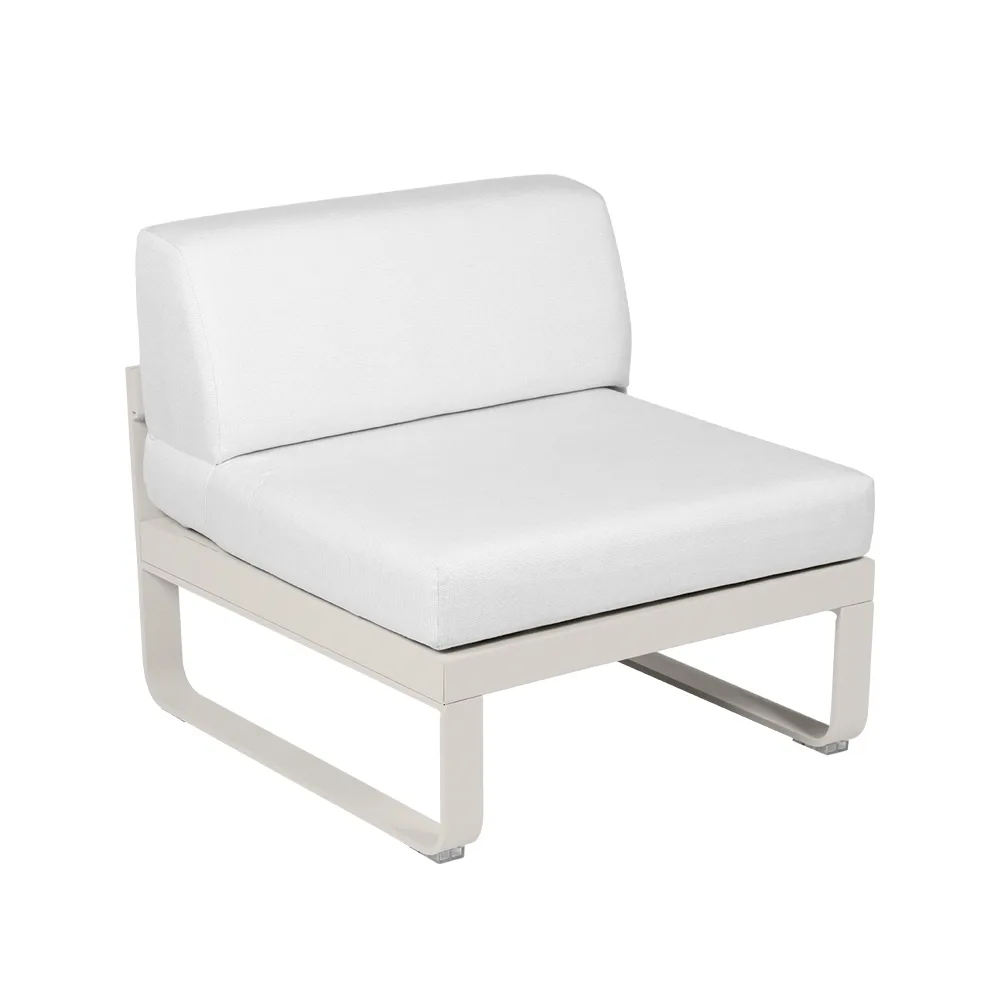 Bellevie Central modulsofa, Clay grey (grå), off-white pute, 1-seter Fermob