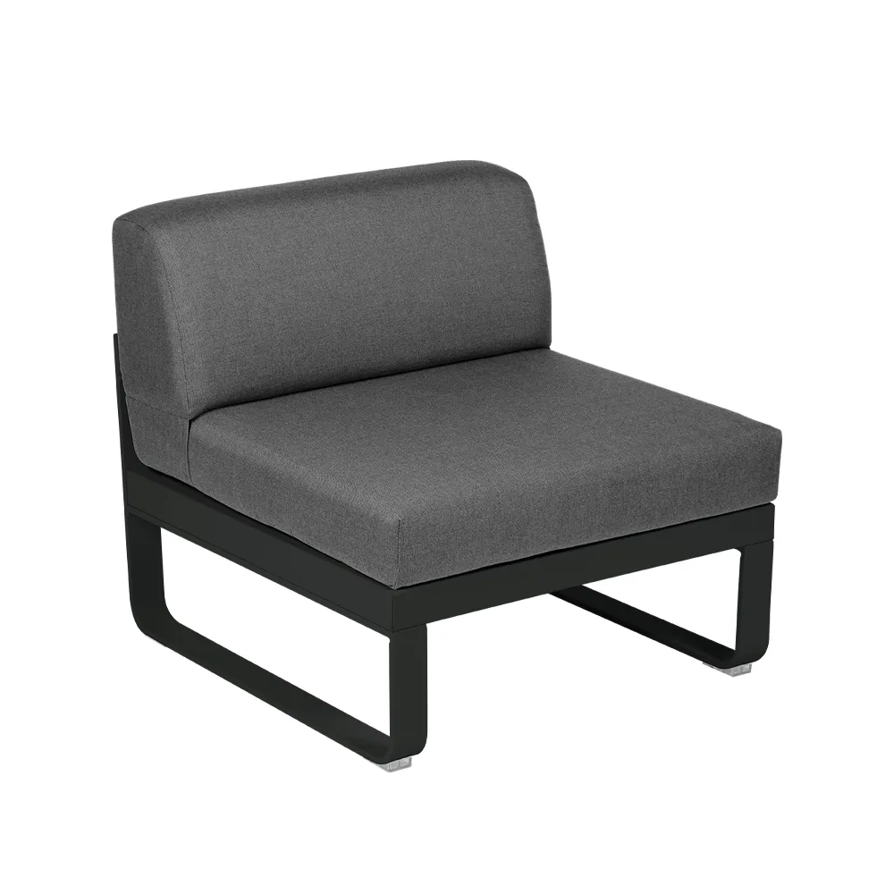 Bellevie Central modulsofa, Liquorice (svart), graphite grey pute, 1-seter Fermob