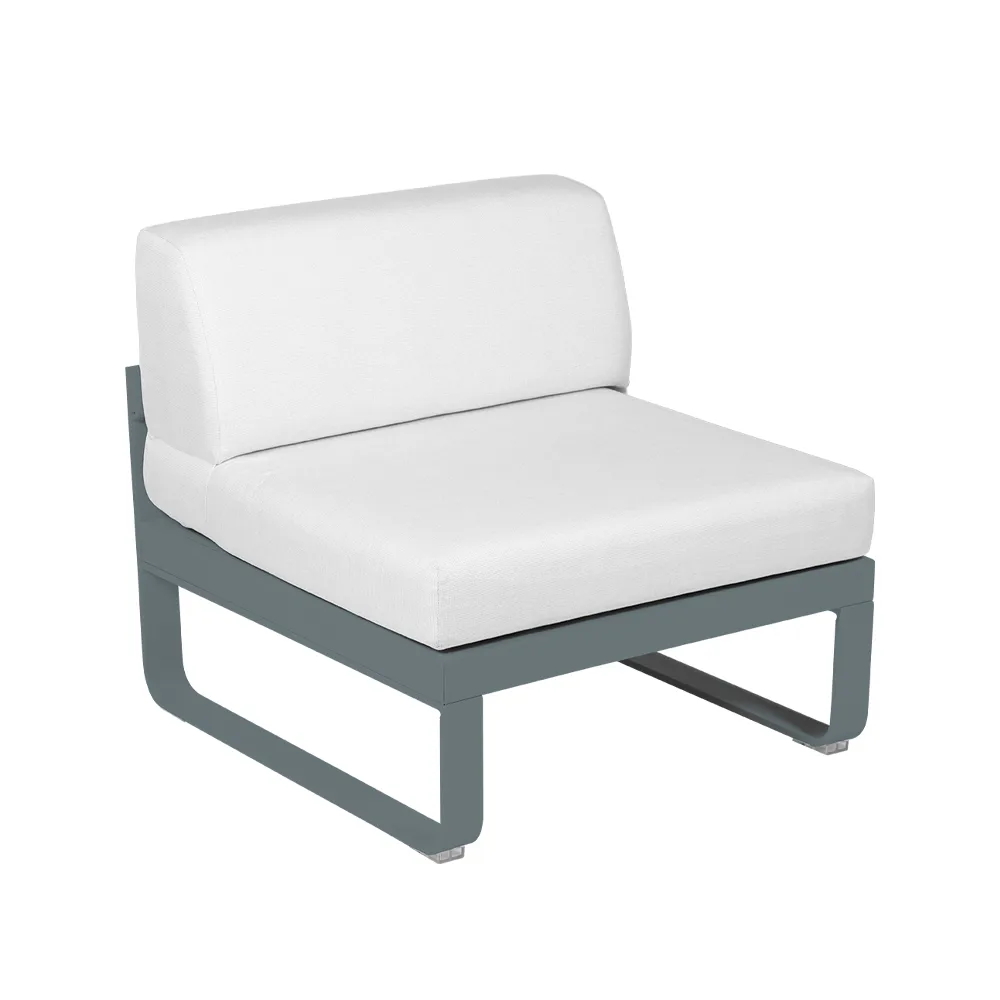 Bellevie Central modulsofa, Storm grey (grå), off-white pute, 1-seter Fermob