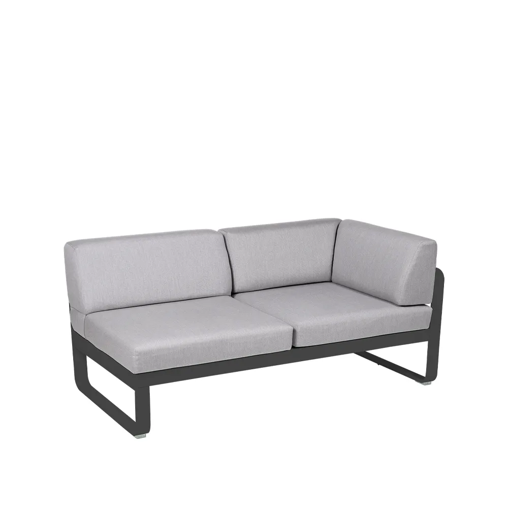 Bellevie Corner modulsofa, 2-seters Anthracite (grå), flannel grey pute, høyre Fermob