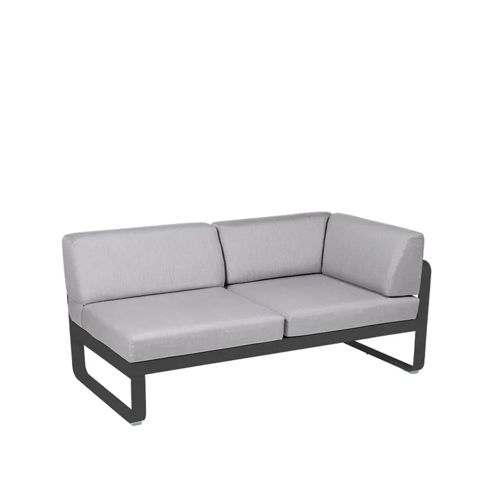 Bellevie Corner modulsofa - 2-seters Anthracite (grå), flannel grey pute, høyre - Fermob