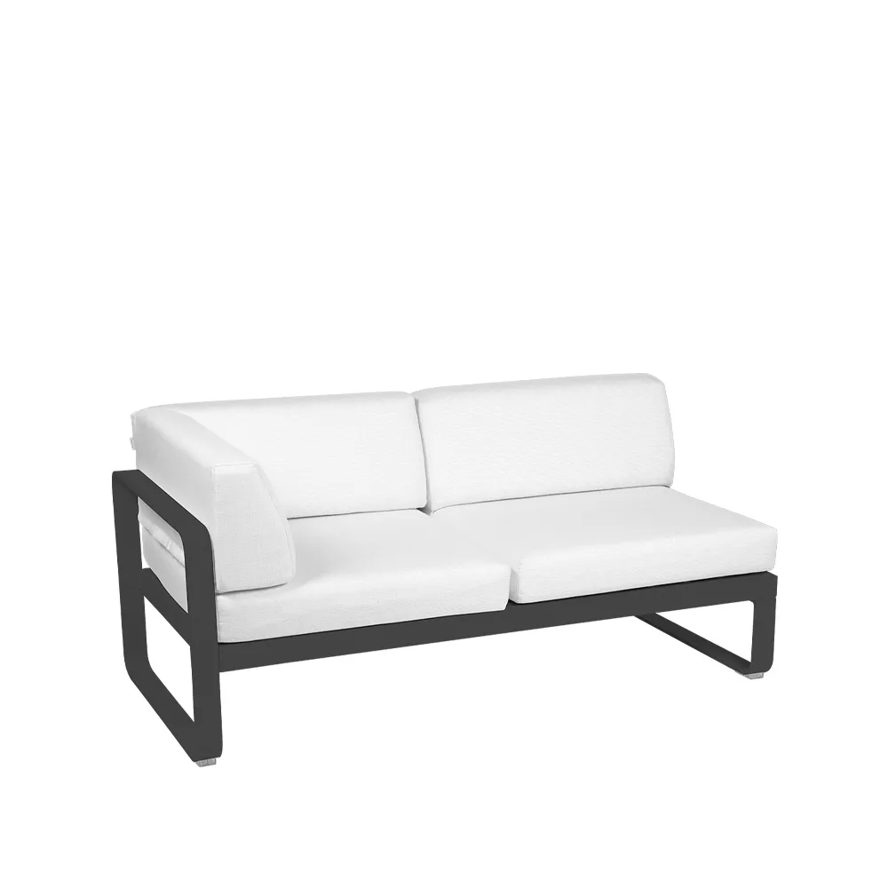 Bellevie Corner modulsofa, 2-seters Anthracite (grå), off-white pute, venstre Fermob
