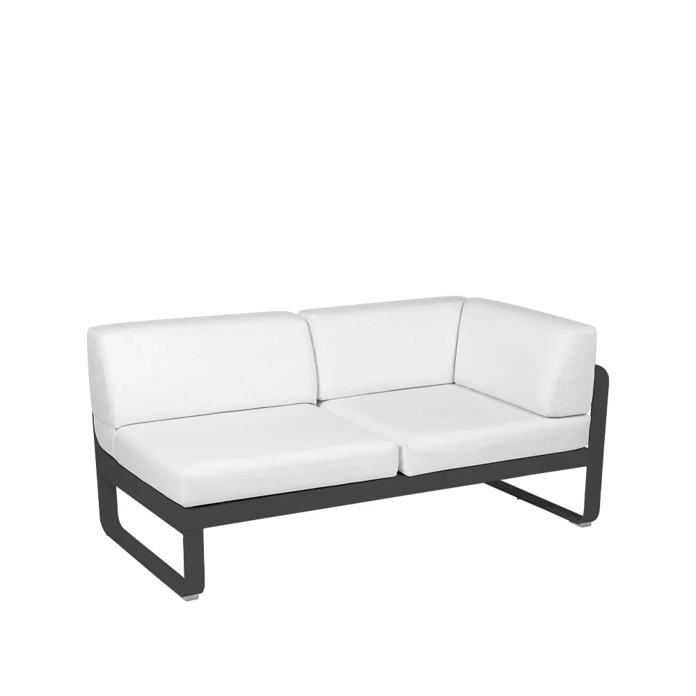 Bellevie Corner modulsofa, 2-seters Anthracite, off-white pute, høyre Fermob
