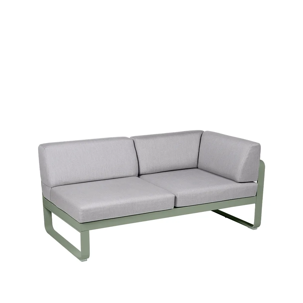 Bellevie Corner modulsofa, 2-seters Cactus (grønn), flannel grey pute, høyre Fermob