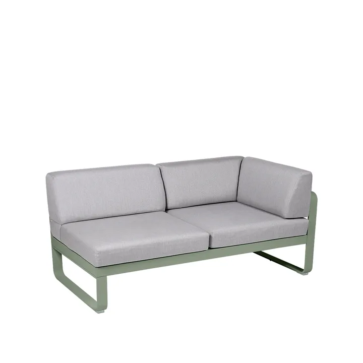 Bellevie Corner modulsofa - 2-seters Cactus (grønn), flannel grey pute, høyre - Fermob