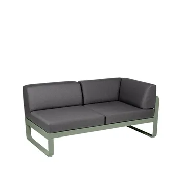 Bellevie Corner modulsofa - 2-seters Cactus (grønn), graphite grey pute, høyre - Fermob