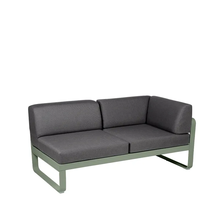 Bellevie Corner modulsofa - 2-seters Cactus (grønn), graphite grey pute, høyre - Fermob