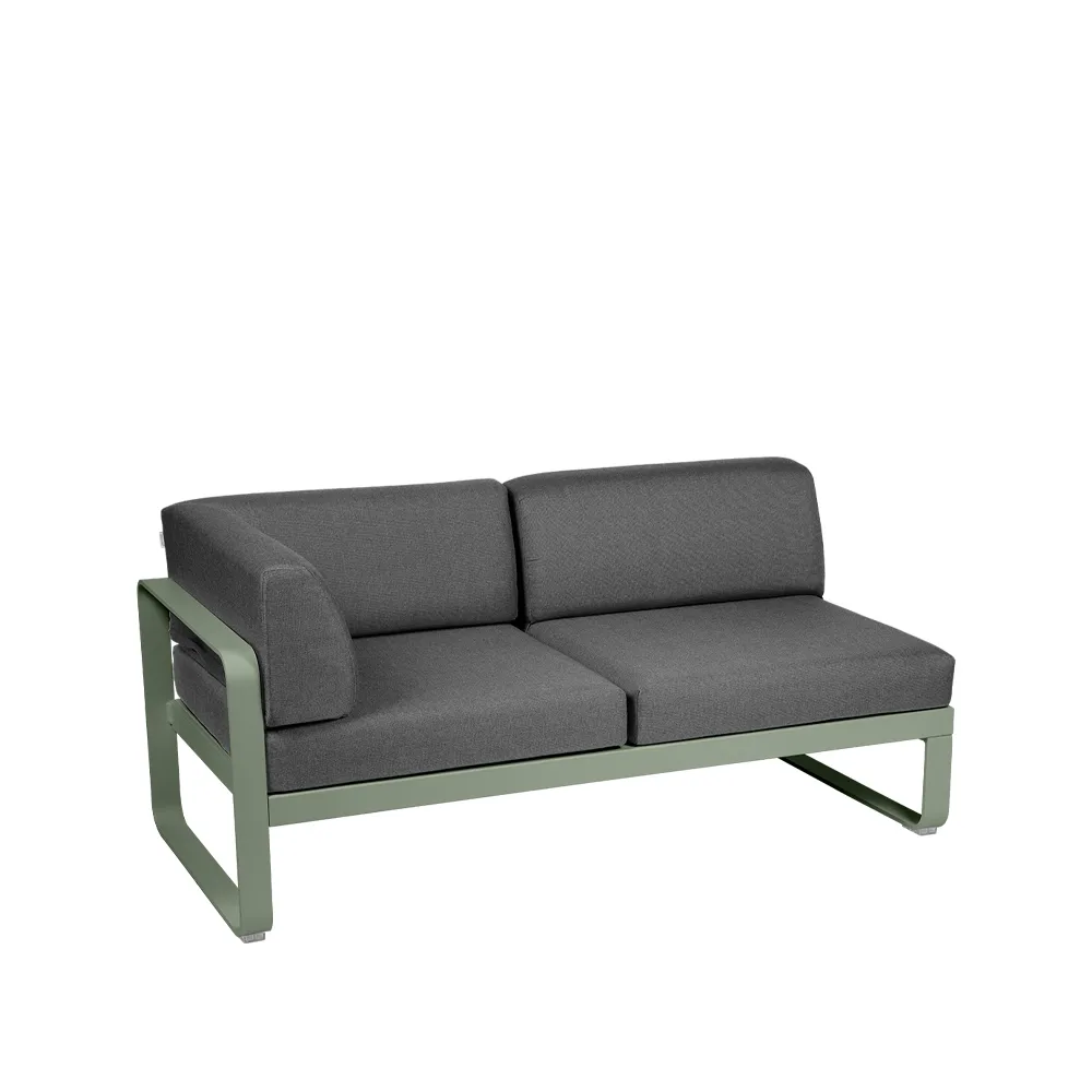 Bellevie Corner modulsofa, 2-seters Cactus (grønn), graphite grey pute, venstre Fermob