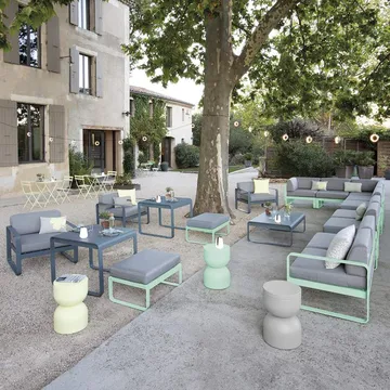 Bellevie Corner modulsofa - 2-seters Cedar green-graphite grey pute-venstre - Fermob