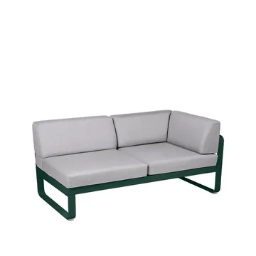 Bellevie Corner modulsofa - 2-seters Cedar green (grønn), flannel grey pute, høyre - Fermob
