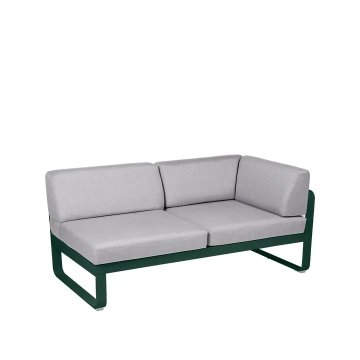 Bellevie Corner modulsofa - 2-seters Cedar green (grønn), flannel grey pute, høyre - Fermob