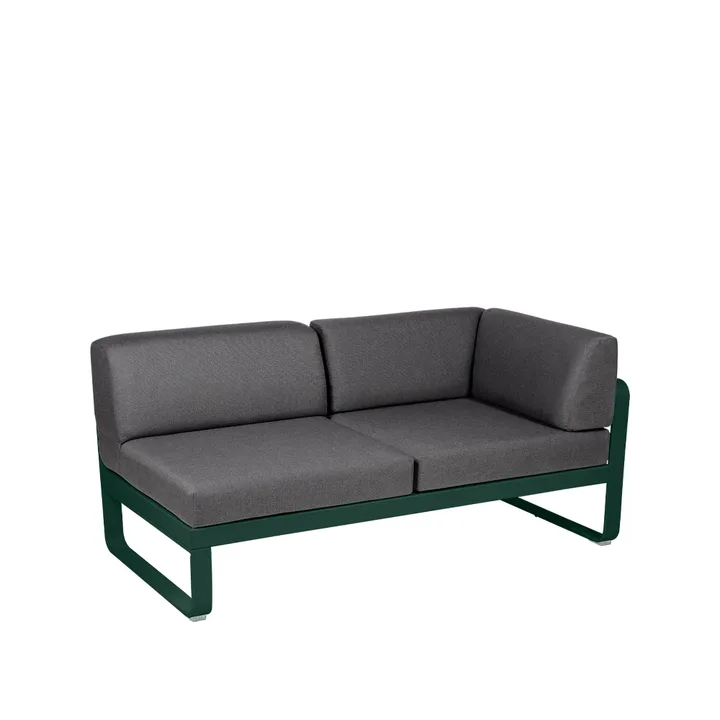 Bellevie Corner modulsofa - 2-seters Cedar green (grønn), graphite grey pute, høyre - Fermob