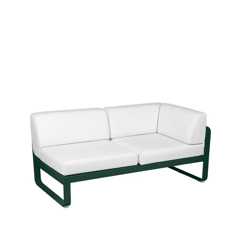 Bellevie Corner modulsofa, 2-seters Cedar green (grønn), off-white pute, høyre Fermob